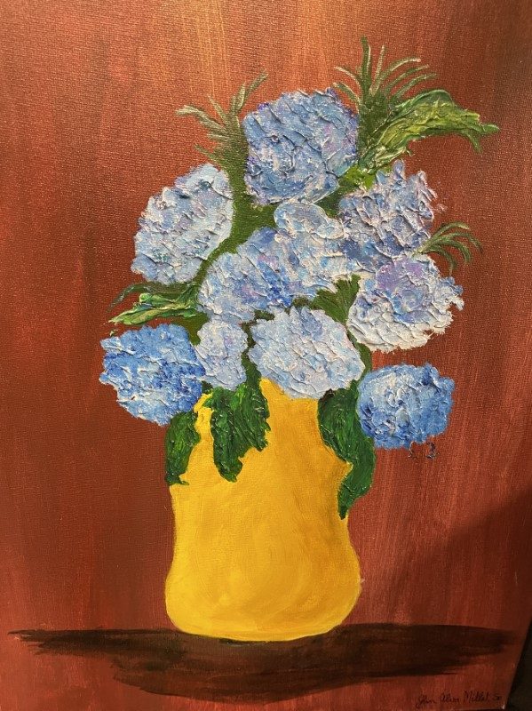 Blue Hydrangeas by John A Millet Sr.
