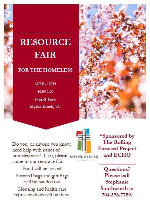Resource Fair for the Homeless resource fair april 15th